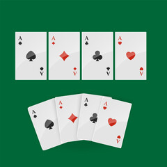 Playing cards, dice, card suits game, casino, poker, gambling, game, fun concept. Isolated elements Vector illustration