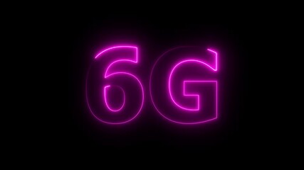 Neon glowing 6G mobile communication technology animation. 6G Network concept icon. 6G glowing neon text concept . - Powered by Adobe