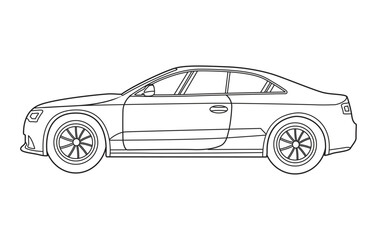 Outline car vector drawing concept design.Vehicle outline sketch illustration isolated on white background.car line art for coloring book.Car icon set.Transport symbol.Vector illustration.