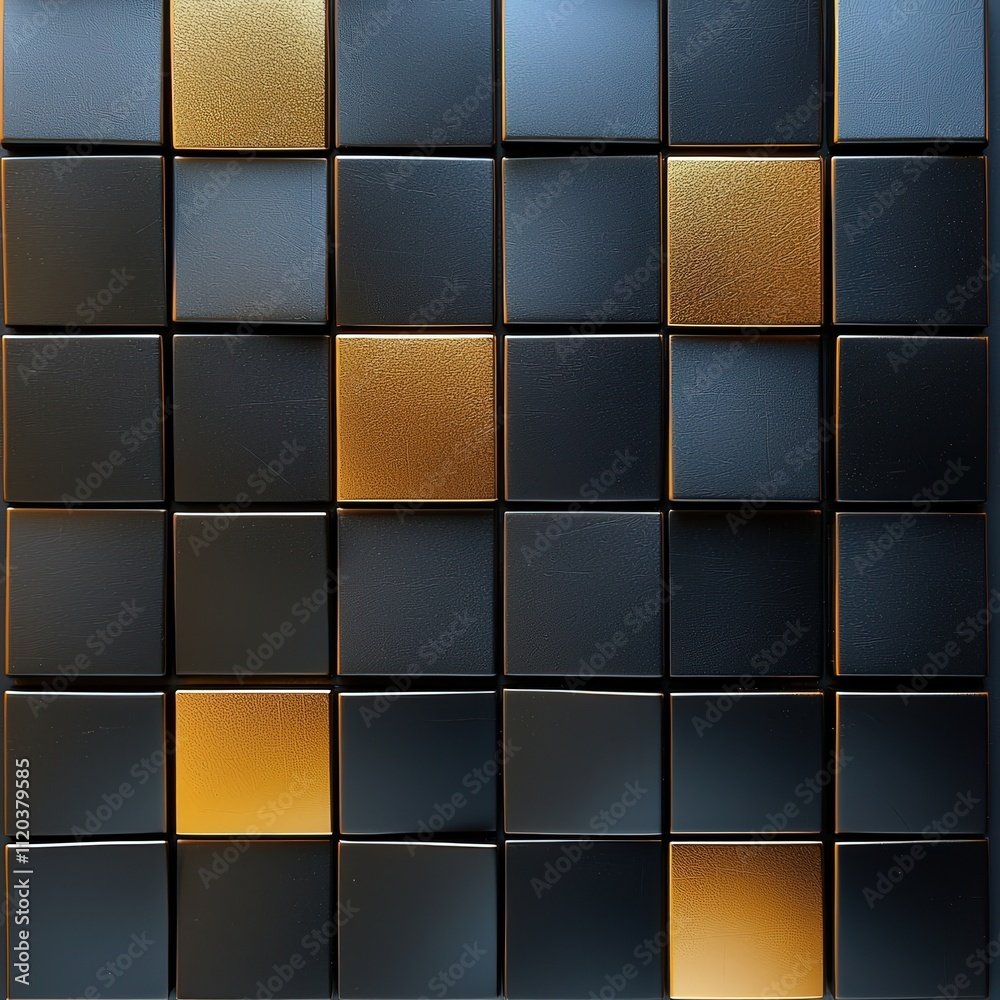 Poster geometric grid design in gold over a dark matte black surface --ar 1:1 --quality 2 --personalize ooj