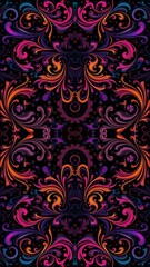 Colorful Neon Floral Pattern - Semless Ornament