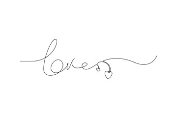 Continuous one line drawing of heart shape love sign