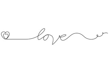 Continuous one line drawing of heart shape love sign