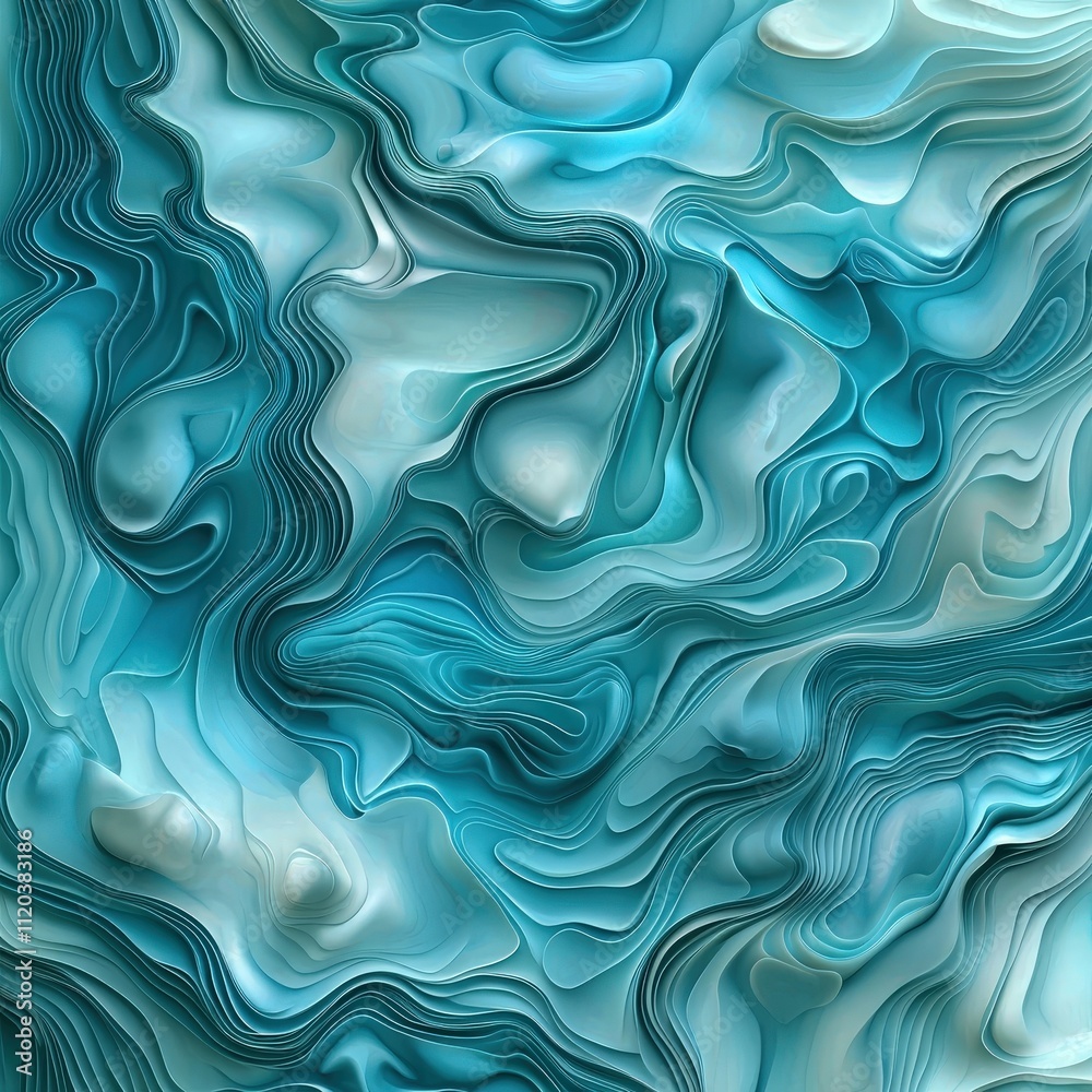 Poster Abstract water ripples, creating a calming pattern in shades of turquoise
