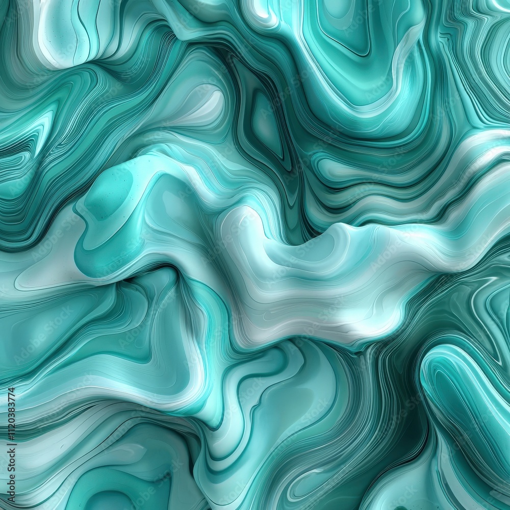 Poster abstract water ripples, creating a calming pattern in shades of turquoise