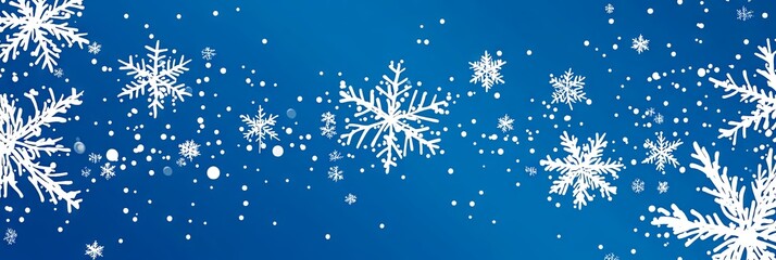 Winter Wonderland: White Snowflakes on a Blue Background