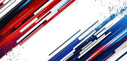 Red, white, and blue background with diagonal lines for the Abstract concept on a white background design template with copy space Generative AI