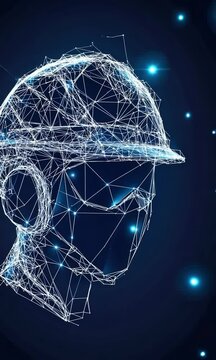helmet industry human head low poly wireframe ai generated vertical video concept