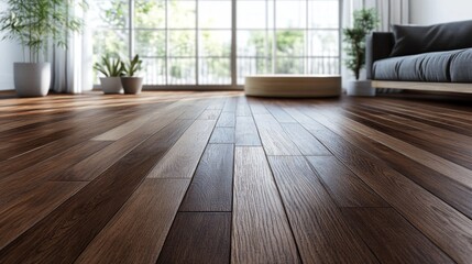 Beautiful wooden flooring modern living room interior design bright environment ground perspective home aesthetics for serenity