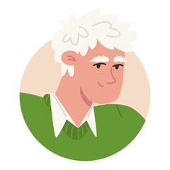 Elderly Man in Green Sweater for Profile Icon