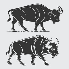  buffalo  silhouette vector art and illustration