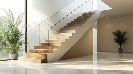 Fototapeta premium Stylish modern staircase showcasing spiral structure and illuminated wooden step details picture
