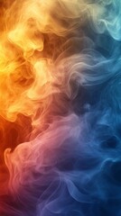 Fototapeta premium Vibrant swirls of orange and blue smoke create dynamic patterns