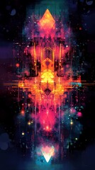 Colorful abstract design with intricate geometric patterns