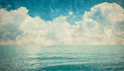 Obraz premium Vintage Tranquil Seascape with Cloudy Ocean View