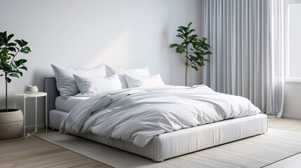 Comfortable Double Bed: Set in a light bedroom interior.