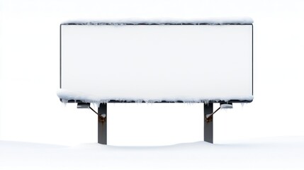 Obraz premium A blank billboard covered in snow, standing in a winter landscape.