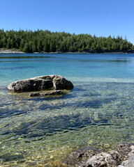 Clear lake with rocks 