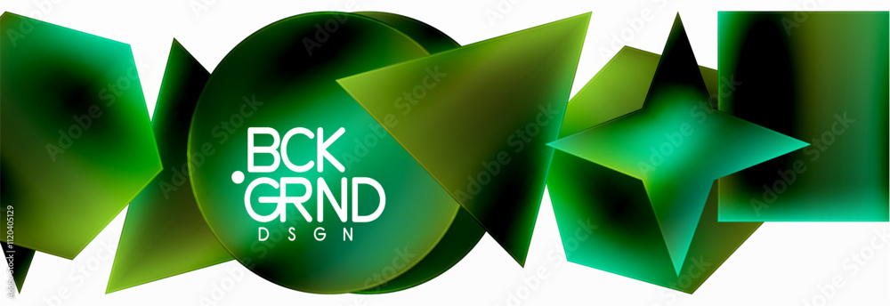 Poster Neon color geometric shapes square triangle circle abstract background. Vector Illustration For Wallpaper, Banner, Background, Card, Book Illustration, landing page
