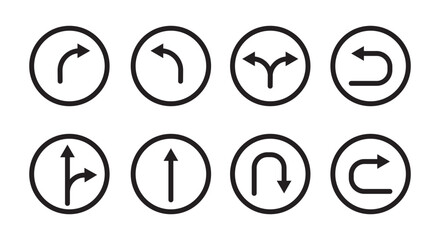 Black direction arrow icon set vector. different direction, road signs, set of arrows. Diverse black arrow icon collection vector.