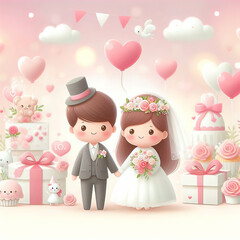 cute baby romantic background, vector illustration, children illustration for print