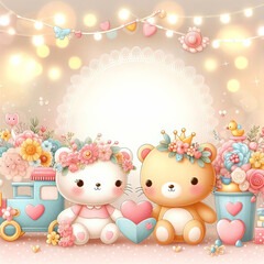 cute baby romantic background, vector illustration, children illustration for print