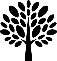 Tree icon Modern Logo linocut vector illustration
