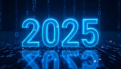 New Year 2025 with neon lighting