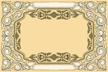 Decorative ornate retro floral blank card template