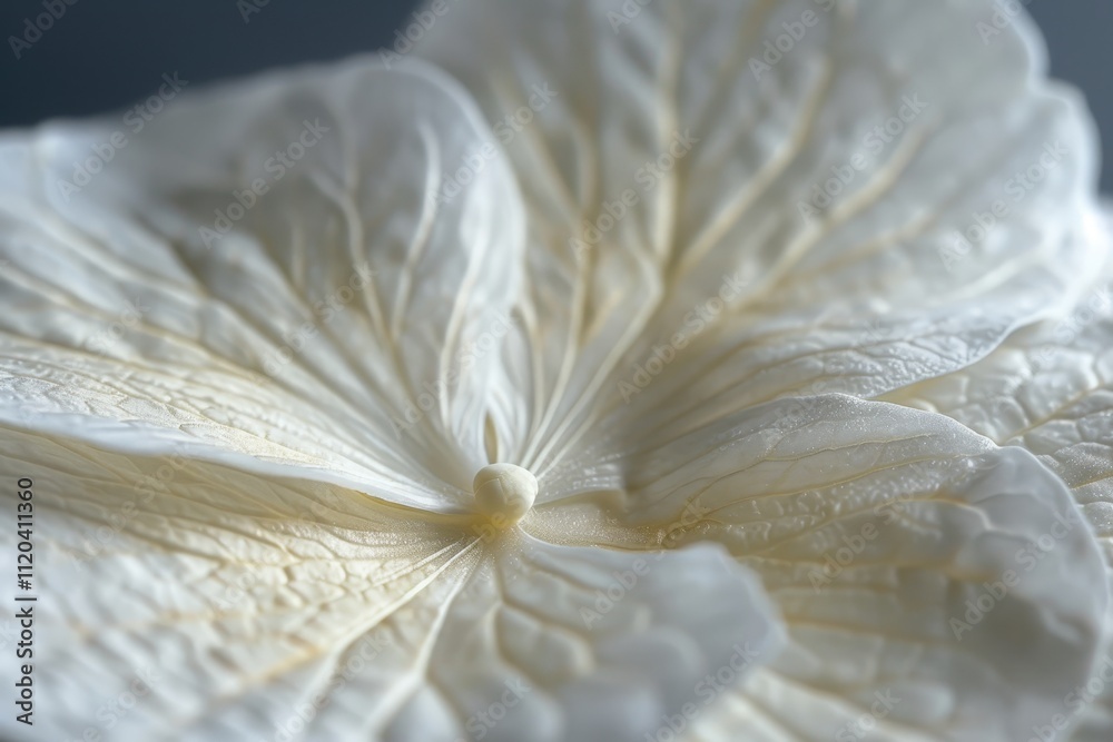 Poster delicate close-up of a creamy white flower petal showcasing soft curves and intricate textures in ge