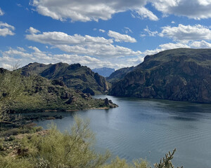 Lake valley in the mountains 