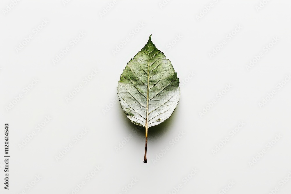 Poster Leaf resting on a plain surface highlighting intricate veins and textures in natural light captured indoors