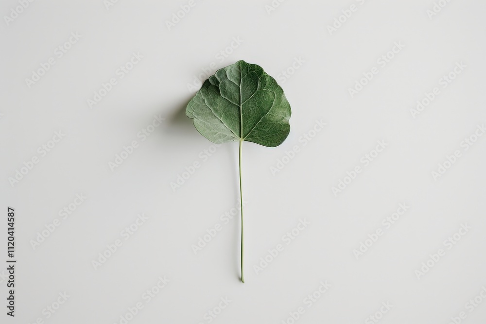 Poster Leaf resting on a plain surface highlighting intricate veins and textures in natural light captured indoors