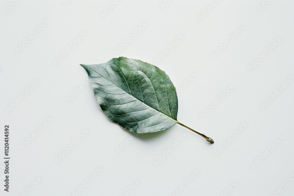 Poster Leaf resting on a plain surface highlighting intricate veins and textures in natural light captured indoors