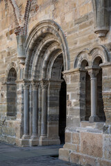 Chapter house, 12th century, late Romanesque doorway, Monastery of Santa María de Carracedo, Carracedo del Monasterio, El Bierzo region, Castile and Leon, Spain