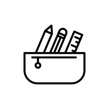 recommend clip art: Pencil case icon Thin line art collection