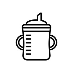 Sippy cup icon Thin line art collection