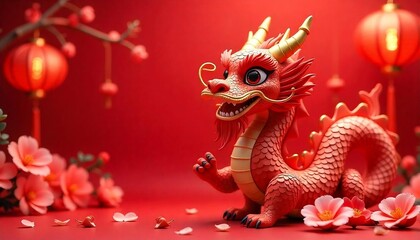 Fototapeta premium 2025 Chinese New Year, snake line art style, vector Lunar New Year, traditional dragon illustration, new year 2025, banner, poster, created with generative ai