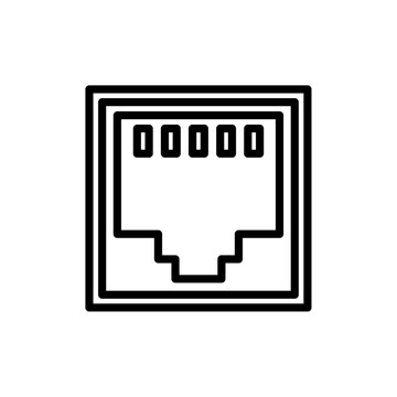 black ethernet port icon on white clip art preview