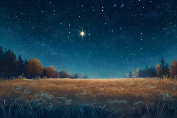 A clear, starry sky with one particularly bright star, symbolizing a lost loved one's presence and legacy