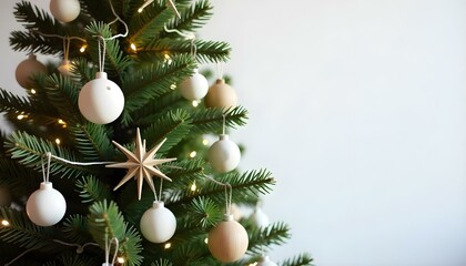 Minimalist Studio Christmas Tree with Elegant Decorations