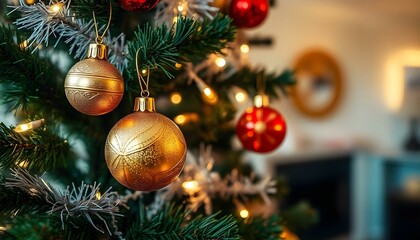 Obraz premium Minimalist Studio Christmas Tree with Elegant Decorations