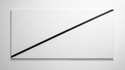 Minimalist White Canvas with Diagonal Black Line - Modern Art