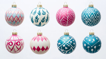 set Christmas ornament isolated on a white background,
