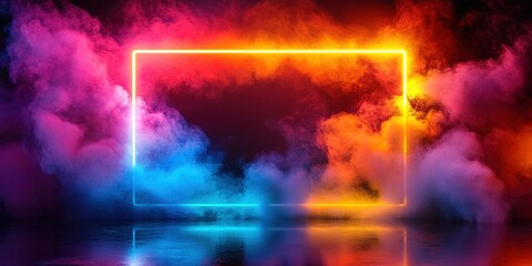 Fototapeta premium Colorful neon smoke backdrop illuminating a vibrant atmosphere for creative projects and artistic displays