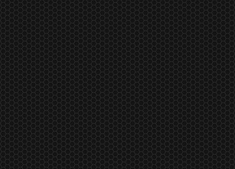 Illustration texture with a black background and honeycomb-shaped grids, featuring a hexagonal structure