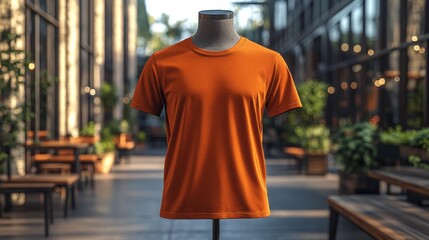 Obraz premium 3D Render MOCKUP T-shirt in Cinnamon color on a mannequin. Generative AI