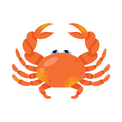 Sardines, seafood packaging, crab, octopus, and lemon slices. Flat vector graphics illustration isolated on white background. Seafood and marine life concept. Design for posters, stickers, and package