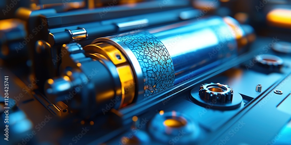 Poster close-up view of intricate mechanical components highlighting craftsmanship and technology in a work
