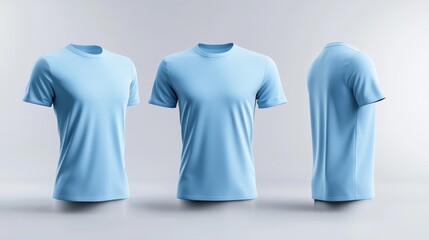 Graphic Tee 3D Render MOCKUP T-shirt in Steel Blue color on a mannequin. Generative AI